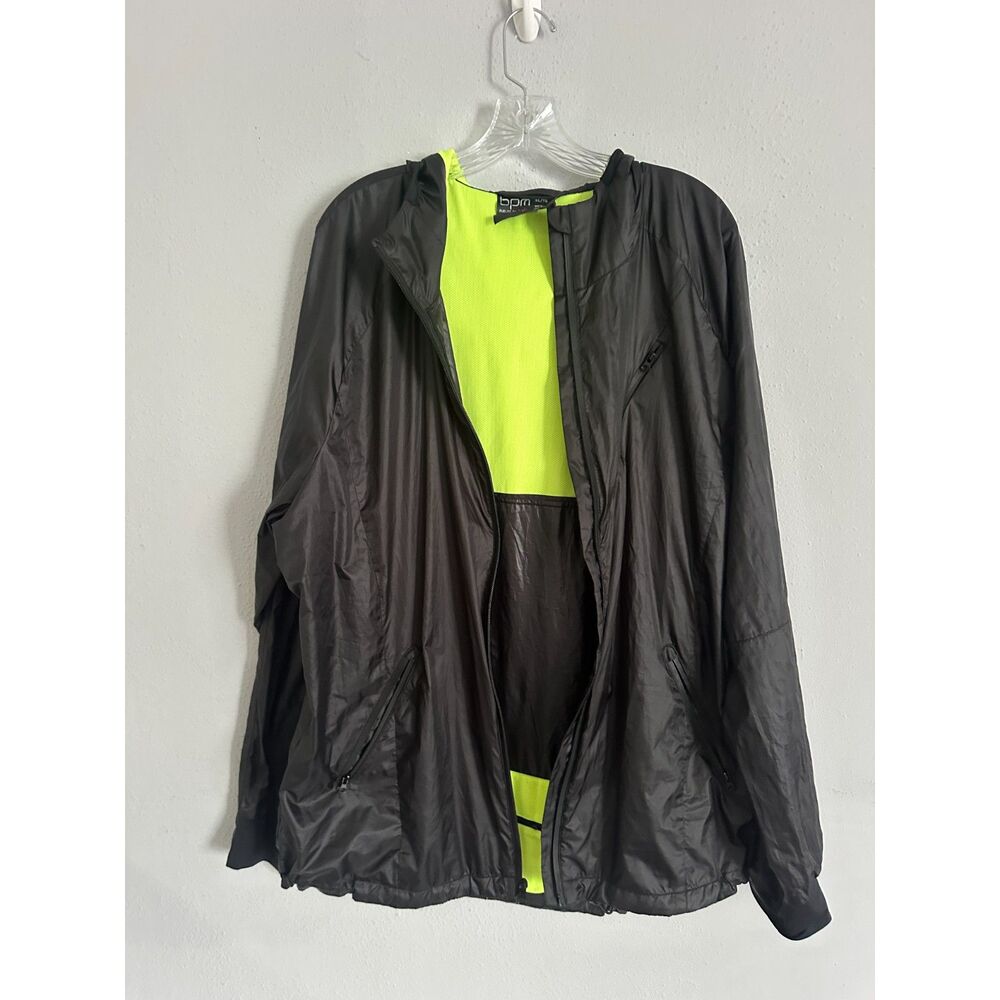 Zella BPM Women's XL Hooded Windbreaker Jacket Black Neon Lightweight Zip - Picture 2 of 6